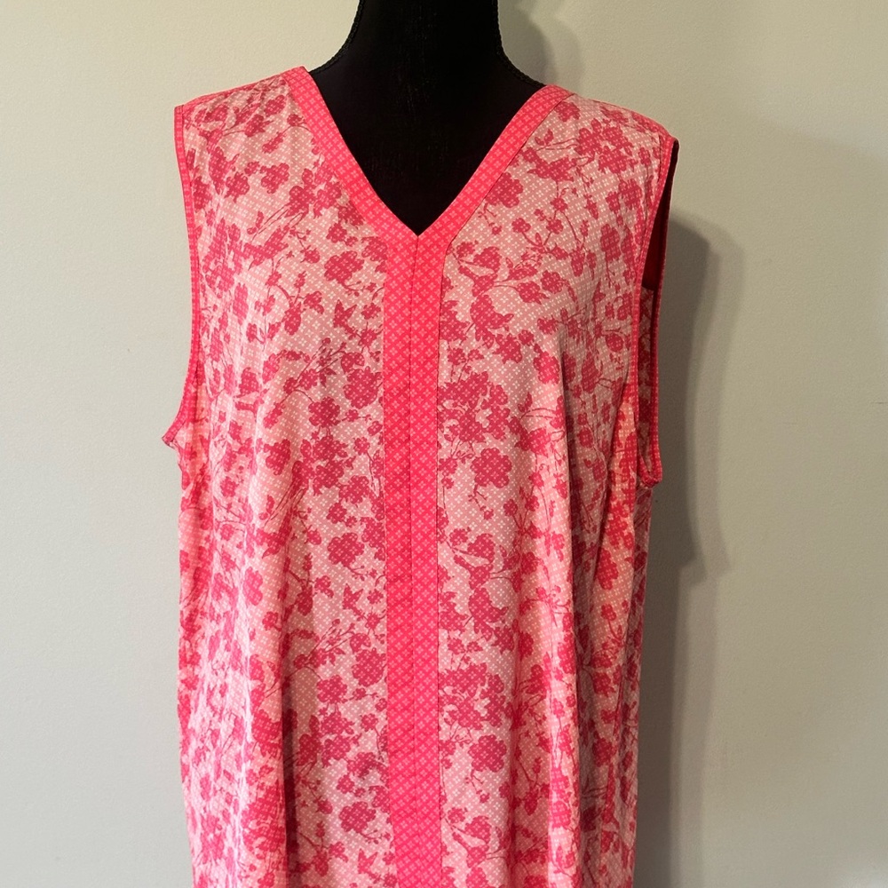 Talbots Pink and White Sleeveless Top xl